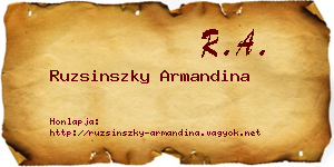 Ruzsinszky Armandina névjegykártya